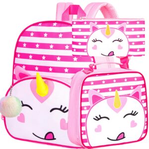 zlyert 3pcs toddler backpack for boys, 12" dinosaur preschool bookbag with lunch box, cute animal kids kindergarten schoolbag - green