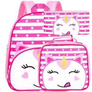 ZLYERT 3PCS Toddler Backpack for Boys, 12" Dinosaur Preschool Bookbag with Lunch Box, Cute Animal Kids Kindergarten Schoolbag - Green