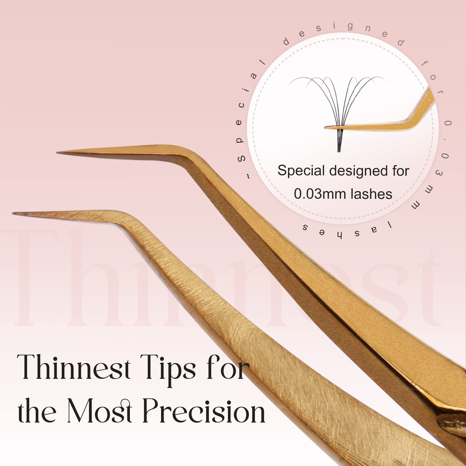 ALLOVE Lash Extension Tweezers for Eyelash Extensions Diamond Grip Volume Eyelash Extension Tweezers for Volume Lash Extensions-45 Degree Tweezers