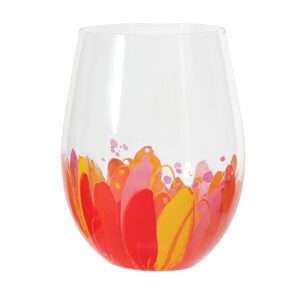 enesco izzy and oliver ettavee jessi's orange garden floral stemless wine glass, 18 ounce, multicolor
