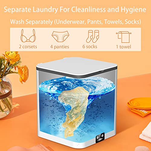 Mini Blue Ultrasonic Washing Machine, Forward and Reverse Turbo Cleaning USB Plug-In Laundry Machine, Bass Environmental Protection Rear Drainage Washing and Drying Machine for Travel, Business, Home