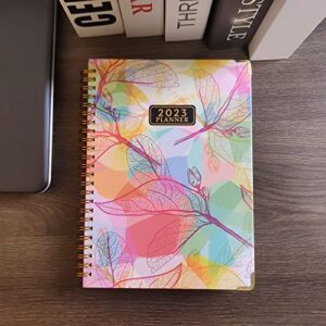 2023-2024 Planner Weekly And Monthly,Agenda Daily Planner 2023 With Tabs And Bookmark,8.7"x 6.3" Colorful Leaves 2023 Spiral Planning Notebook With Elastic Closure From January 2023 to December 2023