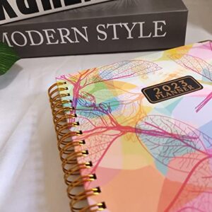 2023-2024 Planner Weekly And Monthly,Agenda Daily Planner 2023 With Tabs And Bookmark,8.7"x 6.3" Colorful Leaves 2023 Spiral Planning Notebook With Elastic Closure From January 2023 to December 2023