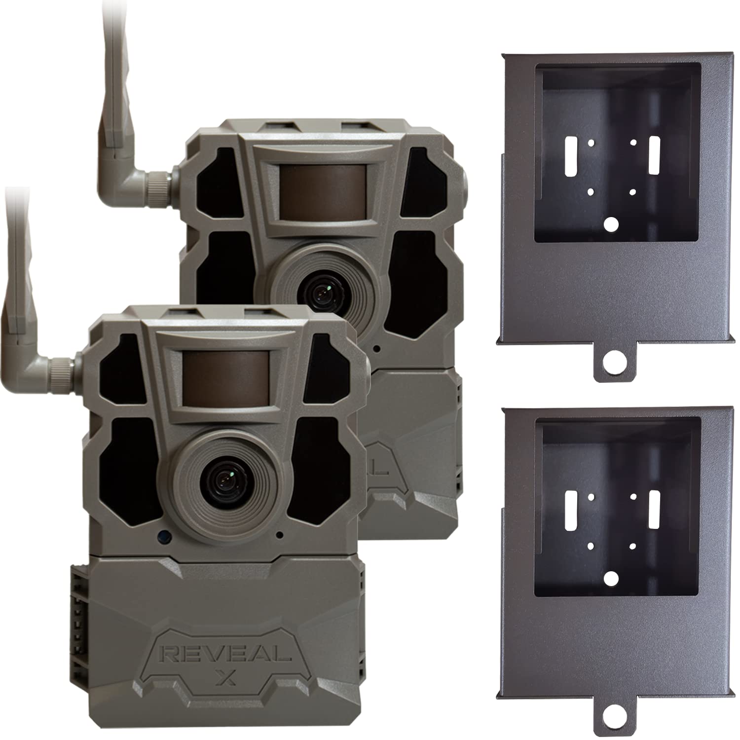 TACTACAM Reveal X Gen 2.0 LTE Cellular Trail Camera (2 PK) + 2 Steel Cases