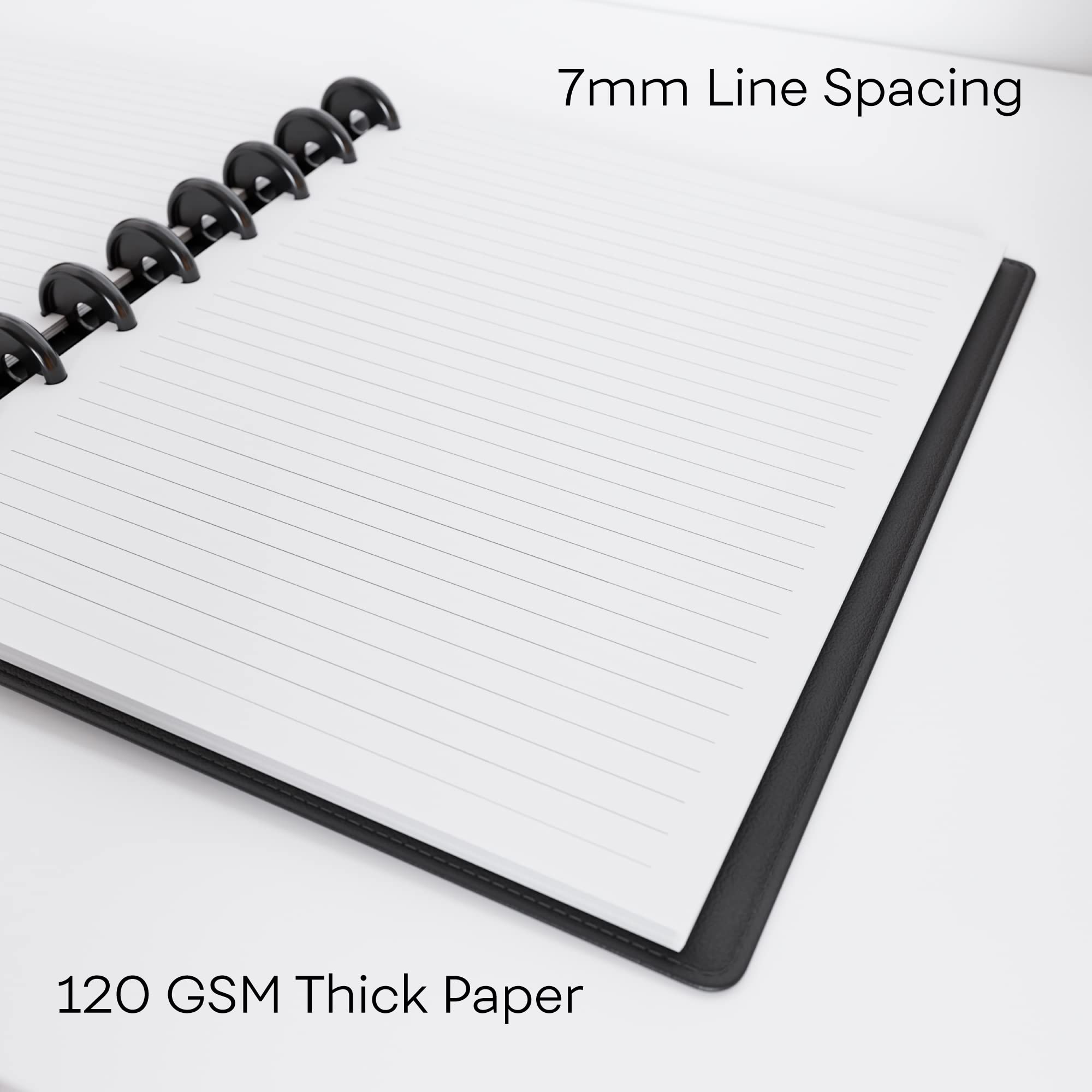 Discbound Lined 120 GSM Refill Paper, 200 Sheets (400 Pages), 9 Disc Pre-Punched Happy Planner Inserts, Loose Leaf, White, 7 inch x 9.25 Inch