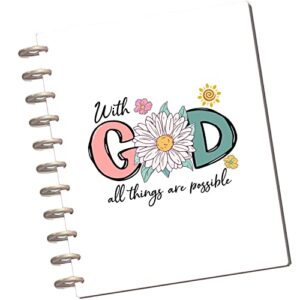 faith with god all things are possible christian bible womens weekly planner organizer calendar journal, 8.5 x 11 disc bound ring binder, 60 pages, laminated covers, stickers