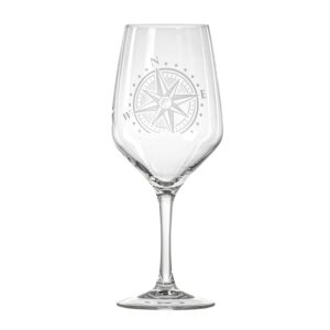 Rolf Glass Compass Star All Purpose Wine Stemmed Wine Glass 19.5 Ounce Set of 4 | Lead-free Glassware | Nautical-Themed with Intricate Compass Star Design | Stylish Drinkware for Wine Lovers