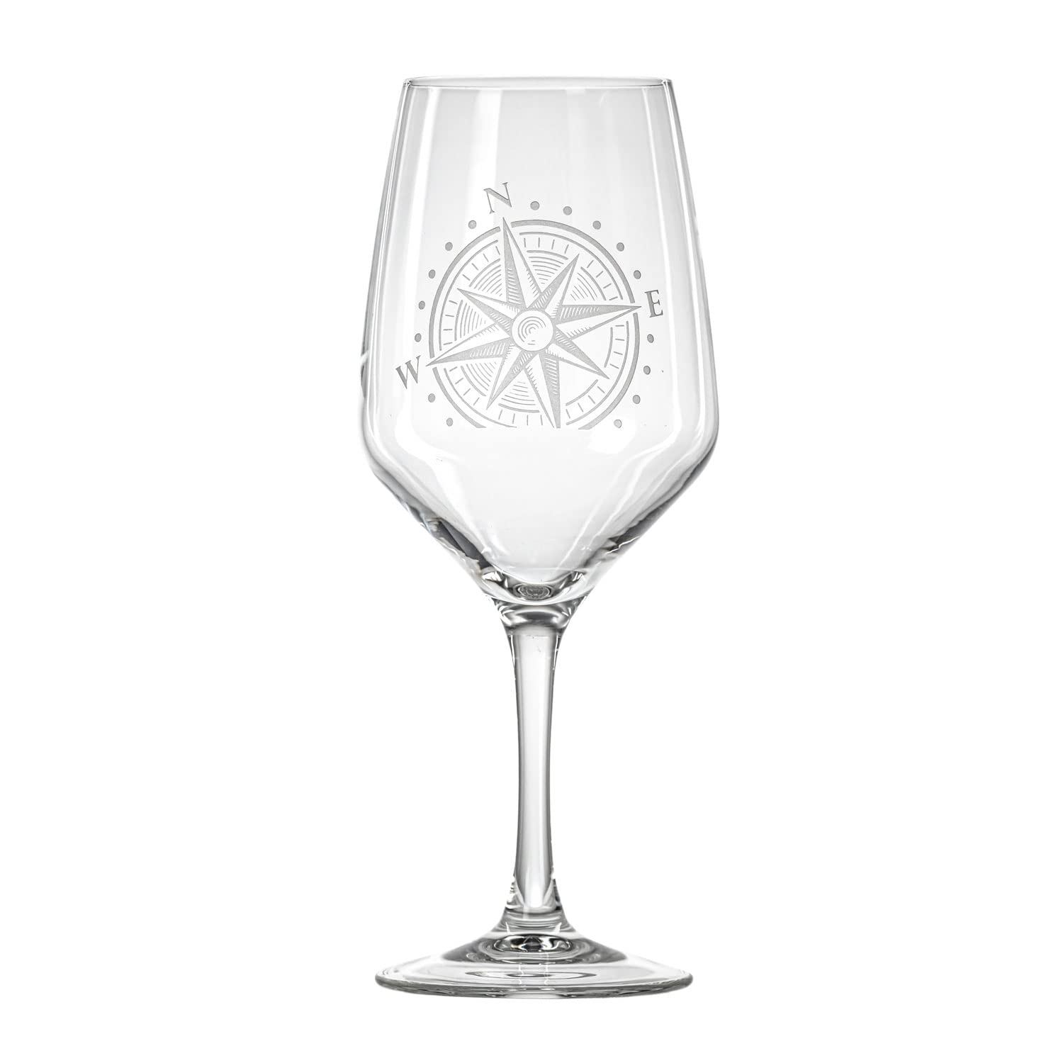 Rolf Glass Compass Star All Purpose Wine Stemmed Wine Glass 19.5 Ounce Set of 4 | Lead-free Glassware | Nautical-Themed with Intricate Compass Star Design | Stylish Drinkware for Wine Lovers