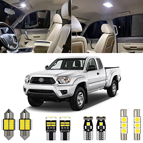 Xpismii 7 Piece 6000K White Tacoma LED Interior Light Kit Package Replacement for Toyota Tacoma 2005 2006 2007 2008 2009 2010 2011 2012 2013 2014 2015, with Placement Diagram and Install Tool