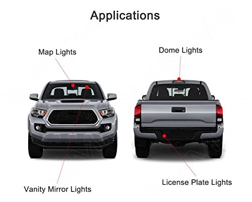 Xpismii 7 Piece 6000K White Tacoma LED Interior Light Kit Package Replacement for Toyota Tacoma 2005 2006 2007 2008 2009 2010 2011 2012 2013 2014 2015, with Placement Diagram and Install Tool