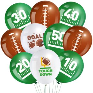 45 pieces football balloons sport latex balloons football party balloons touch down white green brown balloons for game sports birthday party football themed decorations