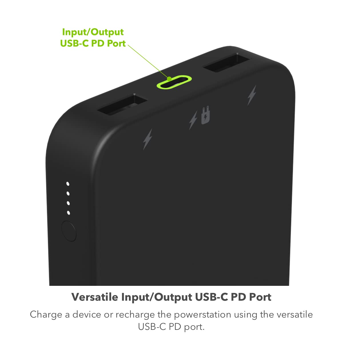 mophie Powerstation 2023 with PD Power Bank - 10,000 mAh Large Internal Battery, (2) USB-A Port and (1) 20W USB-C PD Fast Charging Input/Output Port, Travel-Friendly