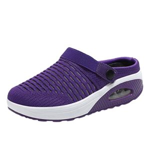 mlagjss walking shoes for women wide width trainers mesh casual closed toe platform flats women's fashion sneakers purple