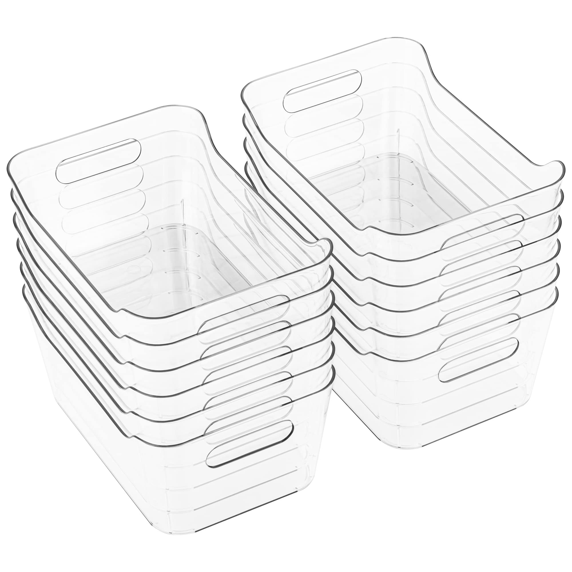 Tiawudi 12 Pack Plastic Storage Bins, Multi-Use Organizer Bins, Pantry Organizer, Clear Storage Containers, Bins for Home & Kitchen