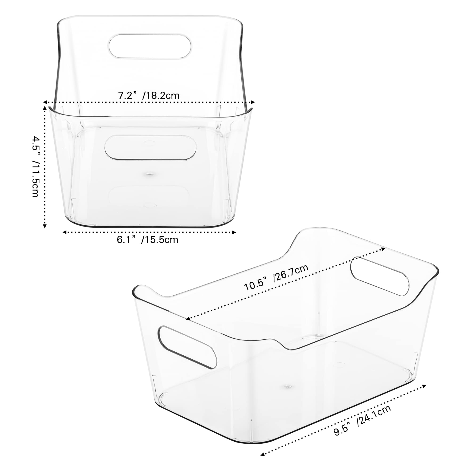 Tiawudi 12 Pack Plastic Storage Bins, Multi-Use Organizer Bins, Pantry Organizer, Clear Storage Containers, Bins for Home & Kitchen