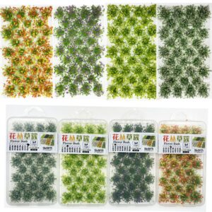 cayway 128 pcs miniature colorful flower cluster, 4 color static grass tuft model grass tufts flower vegetation groups static grass tufts for diy model train landscape railroad scenery
