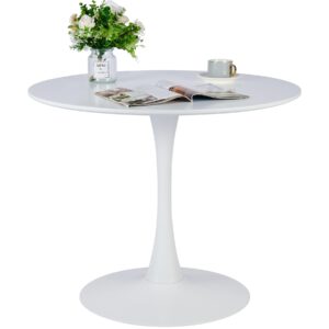 VONLUCE Round Dining Table, 36 Inch Tulip Table with MDF Top and Steel Base, Small Pedestal Table for Dining Room Kitchen Living Room More, Modern Bistro Table Kitchen Table with 220lb Capacity, White