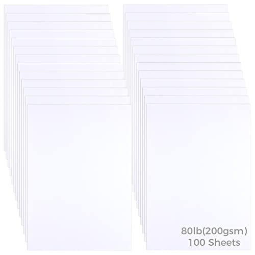 100 Sheets White Cardstock, 11.5 x 8in Heavy Weight Hard Cover Card Stocks 200gsm 75lb, Thick Paper A4 for Kids Arts and Crafts, Sketches, Invitations, Business Card Printing, DIY Cards, Menus