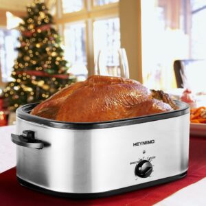 Roaster Oven 22 Quart Electric, Turkey Roaster with Self-Basting Lid Design, Large Stainless Steel Electric Turkey Roaster Oven Fits Turkeys Up to 26LB