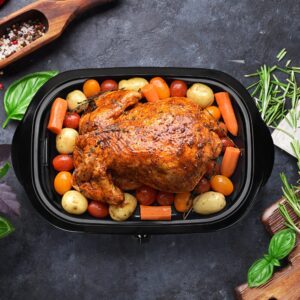 Roaster Oven 22 Quart Electric, Turkey Roaster with Self-Basting Lid Design, Large Stainless Steel Electric Turkey Roaster Oven Fits Turkeys Up to 26LB