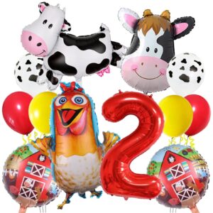 farm animal 2nd birthday party decorations farm animals foil balloons for kids 2nd birthday baby shower cow farm animals theme party decorations (2nd birthday)