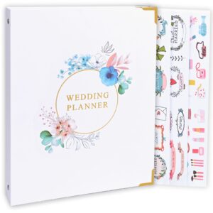 wedding planner book and organizer for the bride, wedding planning binder, engagement & fiance gifts for her, bride to be gifts, wedding stickers kit