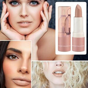 Fusang Matte Nude Lipstick,Silky Velvety Long Lasting Non Stick Cup Highly Pigmented Lip Gloss Set (Nude)