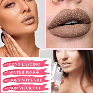 Fusang Matte Nude Lipstick,Silky Velvety Long Lasting Non Stick Cup Highly Pigmented Lip Gloss Set (Nude)