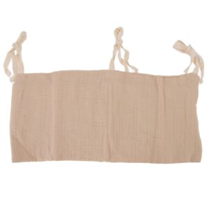 baby bed hanging bag, 2 pockets bag with strap infant bedside storage bag for toy nursing stuff (khaki)
