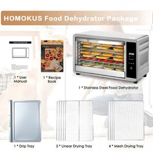 HOMOKUS Food Dehydrator 9 Stainless Steel Trays, Large Food Dehydrator Machine Usable Area up to 13.4ft², 650W Digital Touch Control Food Dryer Dehydrator with 24hrs Timer & up to 176℉ Temperature, Fruit Dehydrators for Food and Jerky, Dog Treats, Meat, V