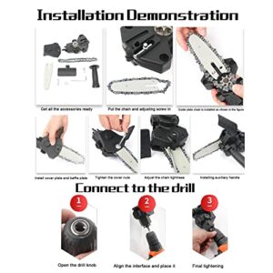 ELSOON 4 Inch Electric Drill Modified to Electric Chainsaw Tool, Portable Drill Saw Attachment, Electric Chainsaws Accessory Practical Modification Tool for Woodworking Cutting Tool