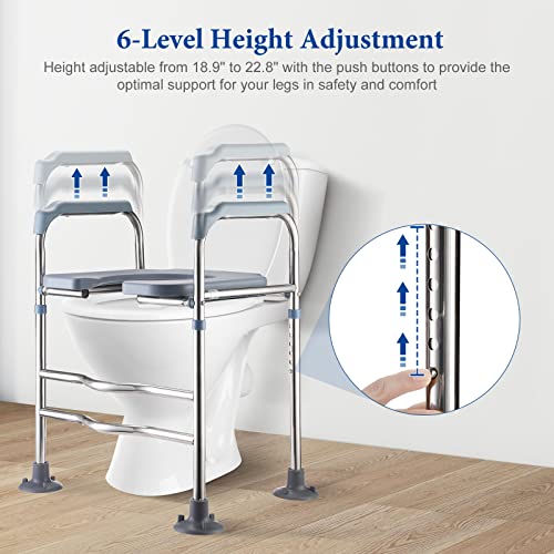 Raised Toilet Seat with Handles: Hybodies Stand Alone Toilet Seat Riser for Seniors Adult, Toilet Safey Aids with Armrest & Height Adjustment, Bathroom Assist Frame, Fits Any Toilet, Up to 330lbs