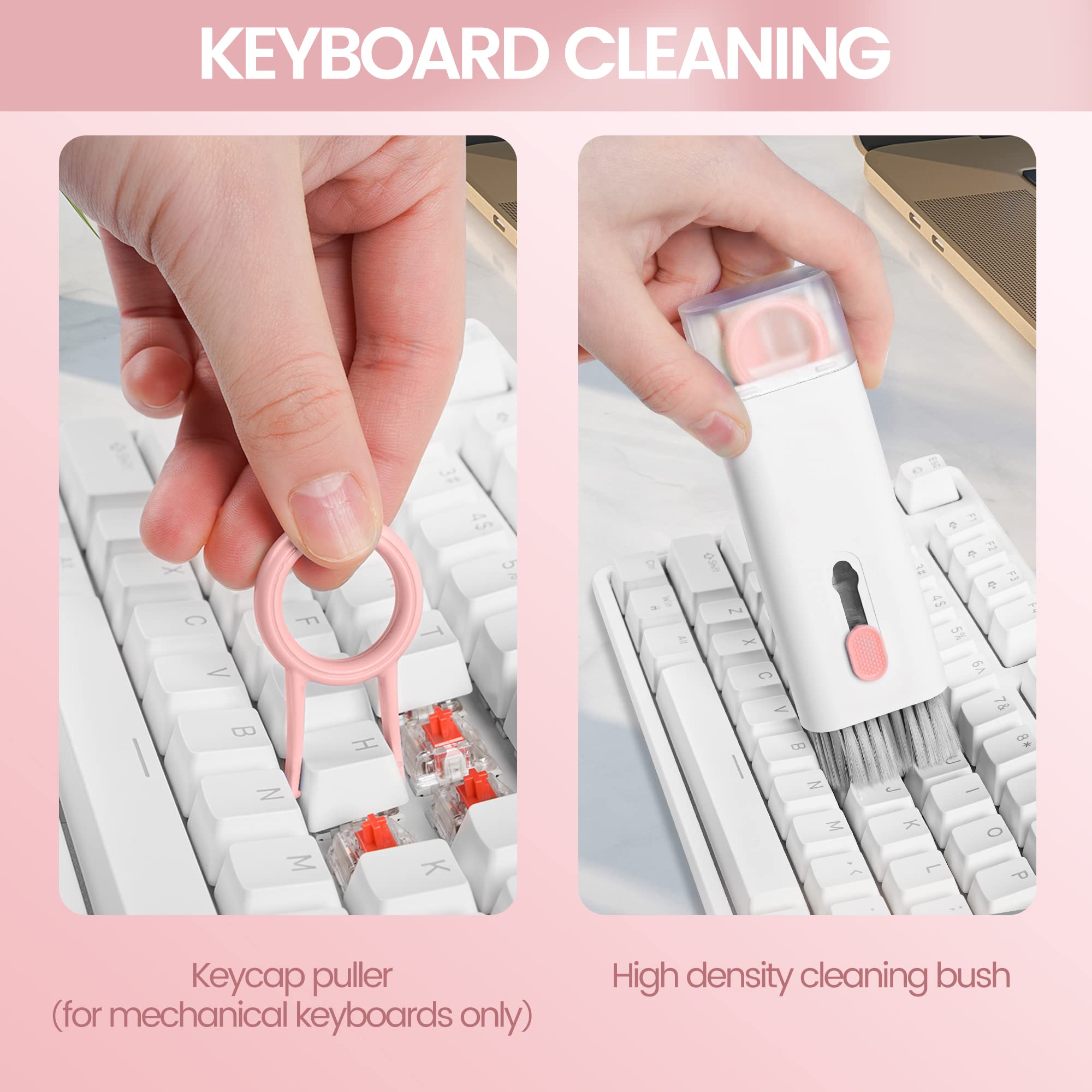 Laptop Screen Keyboard Earbud Cleaner Kit，Electronics Cleaning Tool for MacBook iPad iPhone Pro Cell Phone,airpod Cleaner kit,Computer Cleaning Tool Kit(Pink)