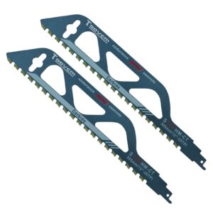 toovem 2pcs reciprocating saw blades,20 tpi teeth tipped cutting recip saw blade, demolition masonry hard alloy saw blades with high strength for cutting wood,hollow cement brick,porous (12"12"/305mm)