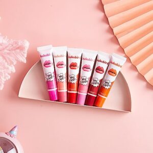 kukubird 6pcs Lip Tattoo Peel & Reveal Waterproof Lipgloss Lip Tint Womens Girl Makeup Beauty Set- Lip Tattoo