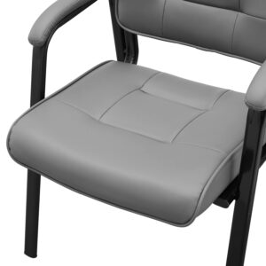 naomi home waiting room chair set of 2, heavy duty leather executive waiting room chairs, lobby reception chairs with padded arm rest, guest chairs set of 2 - gray