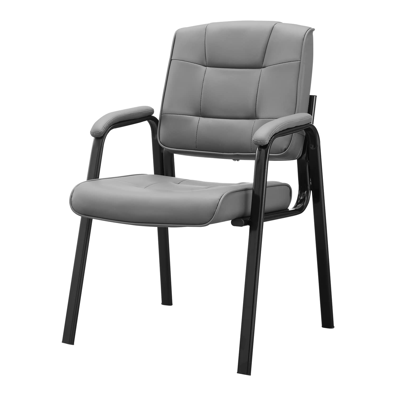 Naomi Home Waiting Room Chair Set of 2, Heavy Duty Leather Executive Waiting Room Chairs, Lobby Reception Chairs with Padded Arm Rest, Guest Chairs Set of 2 - Gray