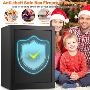 GHJGAGE 2.5 Cub Home Safe Fireproof Waterproof for HOME USE, Large Cabinet Safe Box with Fireproof Document Bag & Removable Shelf, Personal Security Digital Safe for Home Money Firearm A4 Document