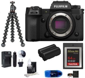 fujifilm x-h2 mirrorless camera bundle, includes: sandisk 64gb extreme pro cf express memory card type b, spare np-w235 battery and more (8 items)