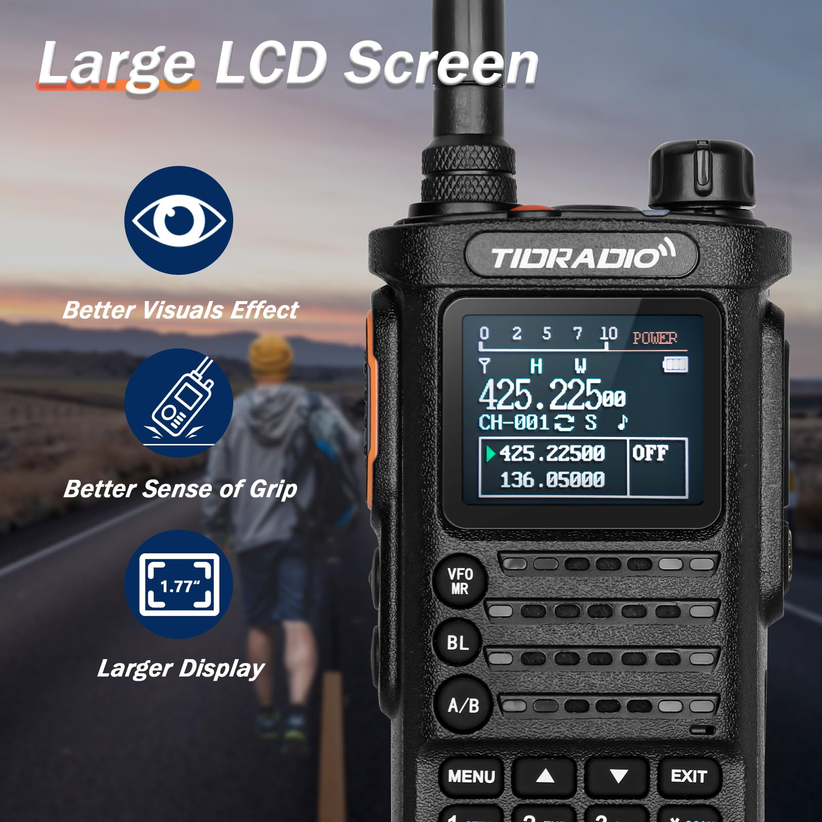 2nd Gen TIDRADIO TD-H8 Ham Radio 10Watt 2500mAh Battery Capacity Solid Performance Handheld Two-Way Radio Wireless Programming Module with Repeater List