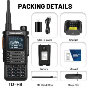 2nd Gen TIDRADIO TD-H8 Ham Radio 10Watt 2500mAh Battery Capacity Solid Performance Handheld Two-Way Radio Wireless Programming Module with Repeater List