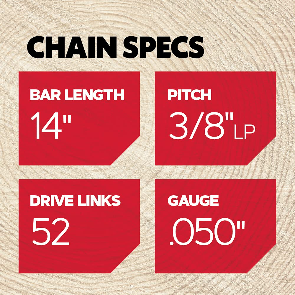 Oregon S52 AdvanceCut Chainsaw Chain for 14-Inch Bar – 52 Drive Links, Replacement Low-Kickback Chainsaw Blade & Universal Chainsaw Field Sharpening Kit - Includes 5/32-Inch, 3/16-Inch