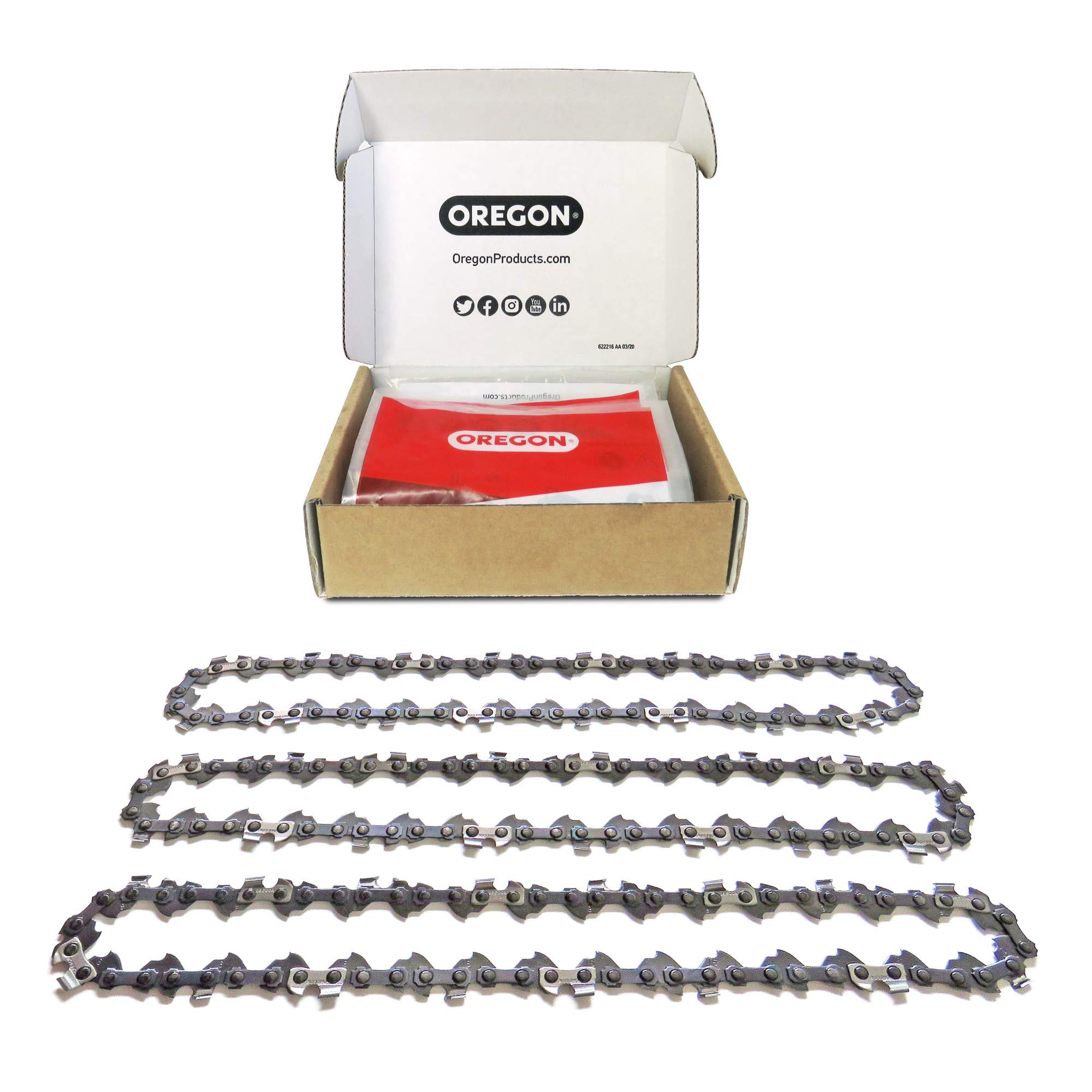 Oregon S52 AdvanceCut Chainsaw Chain for 14-Inch Bar – 52 Drive Links, Replacement Low-Kickback Chainsaw Blade & Universal Chainsaw Field Sharpening Kit - Includes 5/32-Inch, 3/16-Inch