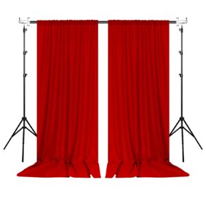 10ft x 10ft Red Backdrop Curtains for Party Valentine's Day Arch Stage Wedding Ceremony Curtains Fabric Photography Backdrop for Baby Showers Rod Pocket Home Decoration, 5ft x 10ft, 2 Panels