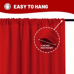 10ft x 10ft Red Backdrop Curtains for Party Valentine's Day Arch Stage Wedding Ceremony Curtains Fabric Photography Backdrop for Baby Showers Rod Pocket Home Decoration, 5ft x 10ft, 2 Panels