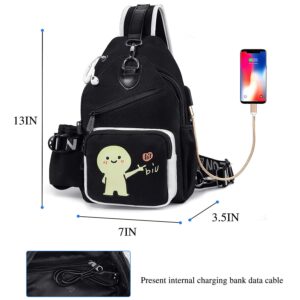 Junlion Sling Bag, Crossbody Shoulder Bag for Mens Women Multipurpose Daypacks Chest Bag Skull