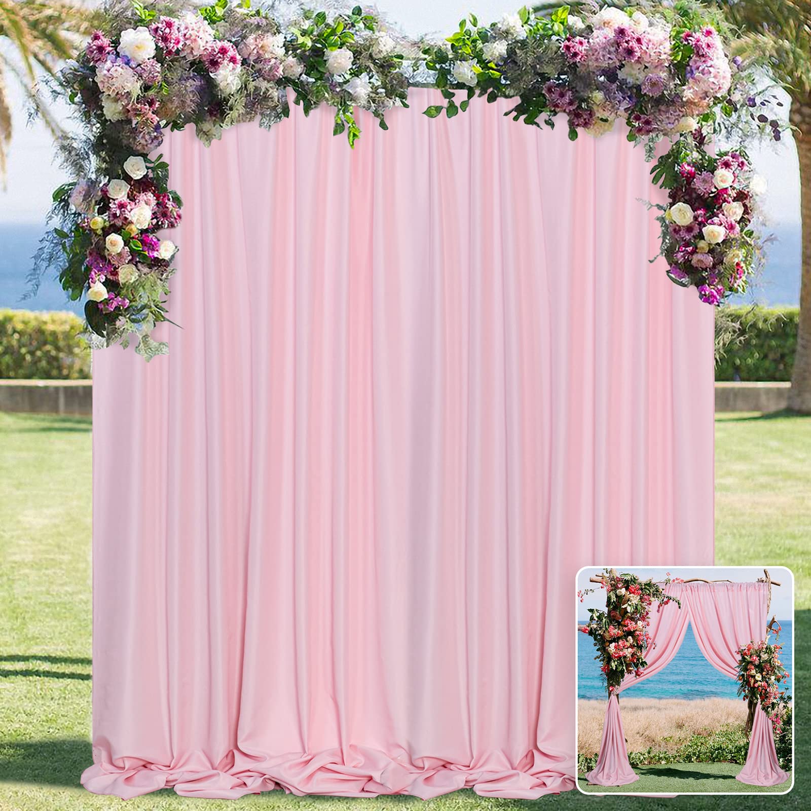 Pink Backdrop Curtain for Parties Rod Pocket Pink Curtains Photography Backdrop Drapes Privacy Fabric Decoration for Birthday Party Wedding Baby Shower Home Decor, 5ft x 10ft, 2 Panels