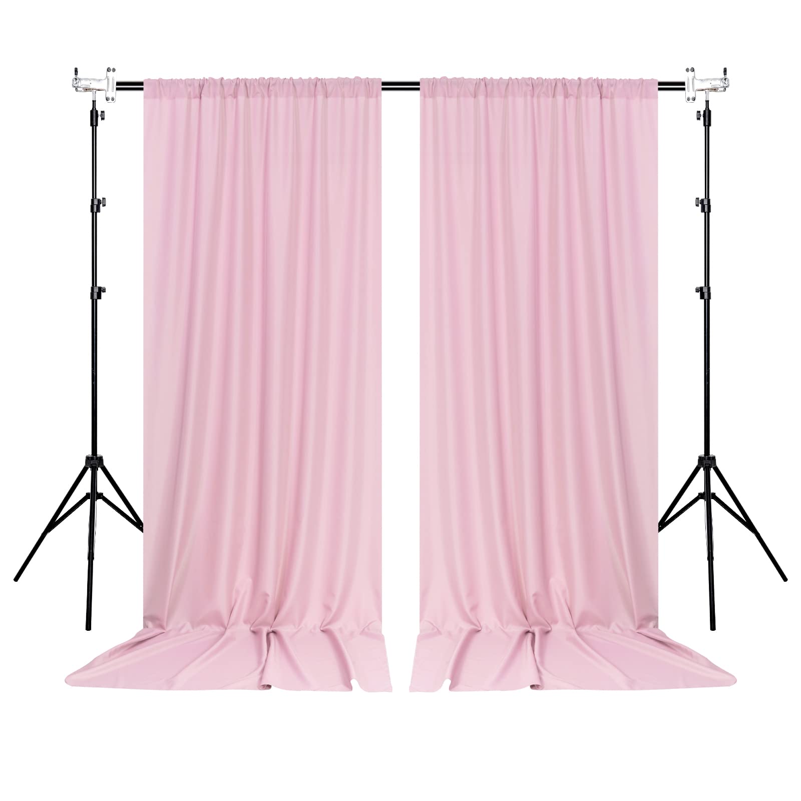 Pink Backdrop Curtain for Parties Rod Pocket Pink Curtains Photography Backdrop Drapes Privacy Fabric Decoration for Birthday Party Wedding Baby Shower Home Decor, 5ft x 10ft, 2 Panels