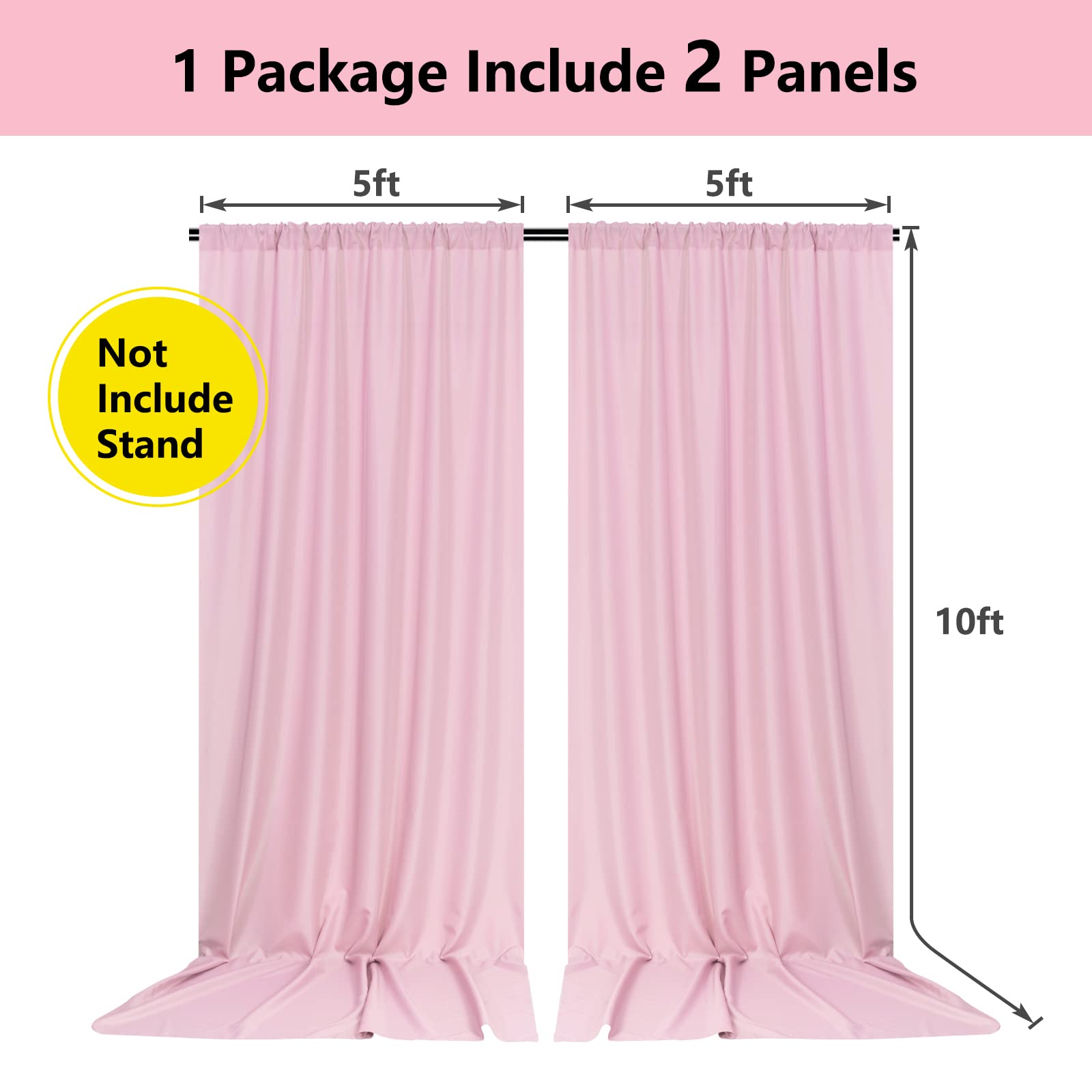 Pink Backdrop Curtain for Parties Rod Pocket Pink Curtains Photography Backdrop Drapes Privacy Fabric Decoration for Birthday Party Wedding Baby Shower Home Decor, 5ft x 10ft, 2 Panels