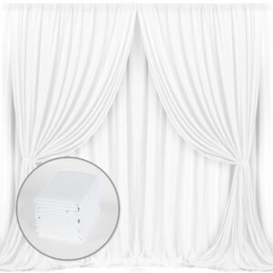 white backdrop curtain for wedding decor holiday party 4 panels- white wedding backdrop polyester photography backdrop drapes baby shower birthday privacy sliding curtains home decor，5ft x 10ft